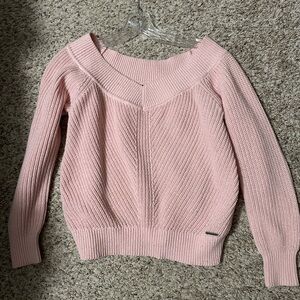 Abercrombie & Fitch Pink Off-the-Shoulder Sweater